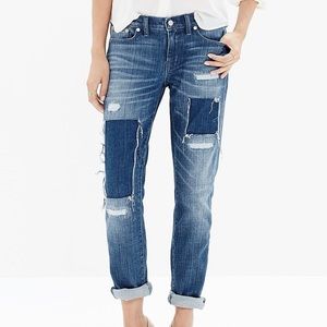 Madewell The Slim Boyjean: Patched Up Edition in Springfield Wash